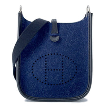 Load image into Gallery viewer, HERMES Evelyne Long Blue Nuit/Black Felt Swift Leather Size TPM
