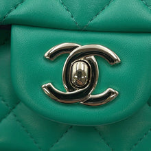 Load image into Gallery viewer, CHANEL Top Handle Mini Flap Bag Green/NavyAS2431 Lambskin Size 20
