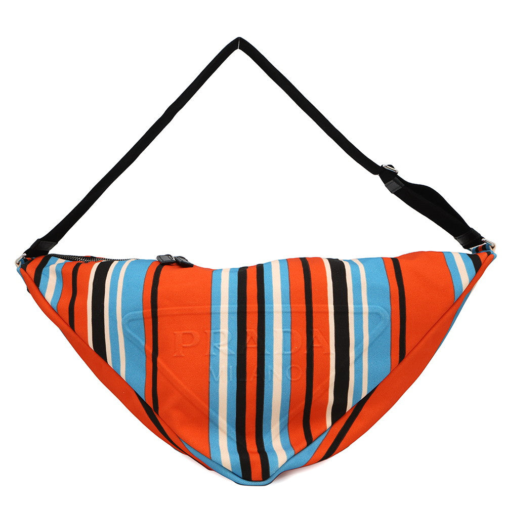 PRADA Triangle Shoulder Bag Orange/Blue2VY007 Canvas Size Large