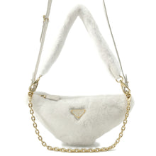 将图像加载到图库查看器中，PRADA Triangle 2WAY Shoulder Bag White1BC543 Fur Leather

