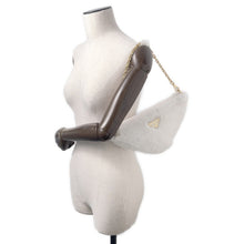 将图像加载到图库查看器中，PRADA Triangle 2WAY Shoulder Bag White1BC543 Fur Leather
