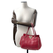 Load image into Gallery viewer, Valentino Garavani Rock Studded 2WAY Tote Bag Red Leather
