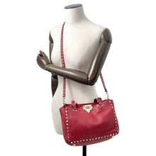Load image into Gallery viewer, Valentino Garavani Rock Studded 2WAY Tote Bag Red Leather
