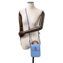 将图像加载到图库查看器中，GUCCI Bamboo Mini 3WAY Backpack Light Blue702106 Leather Bamboo
