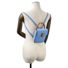 将图像加载到图库查看器中，GUCCI Bamboo Mini 3WAY Backpack Light Blue702106 Leather Bamboo
