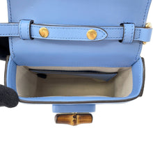 将图像加载到图库查看器中，GUCCI Bamboo Mini 3WAY Backpack Light Blue702106 Leather Bamboo
