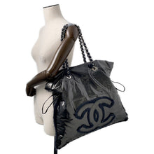 Load image into Gallery viewer, CHANEL CC Logo ChainTote Bag Black Nylon Fur
