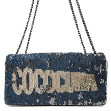 Load image into Gallery viewer, CHANEL Coco Cuba ChainShoulder Bag Navy/Silver Sequins Leather
