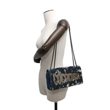 Load image into Gallery viewer, CHANEL Coco Cuba ChainShoulder Bag Navy/Silver Sequins Leather
