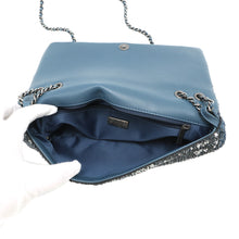 Load image into Gallery viewer, CHANEL Coco Cuba ChainShoulder Bag Navy/Silver Sequins Leather
