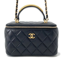 将图像加载到图库查看器中，CHANEL Matelasse Top Handle Chain Vanity Bag BlackAP2199 Lambskin
