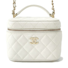 Load image into Gallery viewer, CHANEL Matelasse Top Handle Chain Vanity Bag WhiteAS3171 Caviar Leather Size Small
