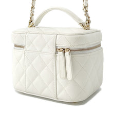 Load image into Gallery viewer, CHANEL Matelasse Top Handle Chain Vanity Bag WhiteAS3171 Caviar Leather Size Small

