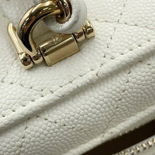 Load image into Gallery viewer, CHANEL Matelasse Top Handle Chain Vanity Bag WhiteAS3171 Caviar Leather Size Small
