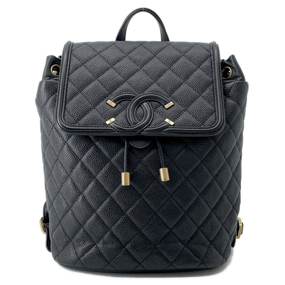 CHANEL ★CCFiligree Backpack BlackA57090 Caviar Leather