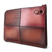 将图像加载到图库查看器中，Berluti Nino TGM Calligraphy Clutch Bag Brown Leather Size TGM
