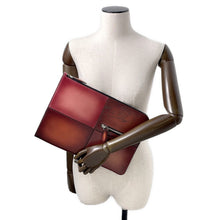 将图像加载到图库查看器中，Berluti Nino TGM Calligraphy Clutch Bag Brown Leather Size TGM
