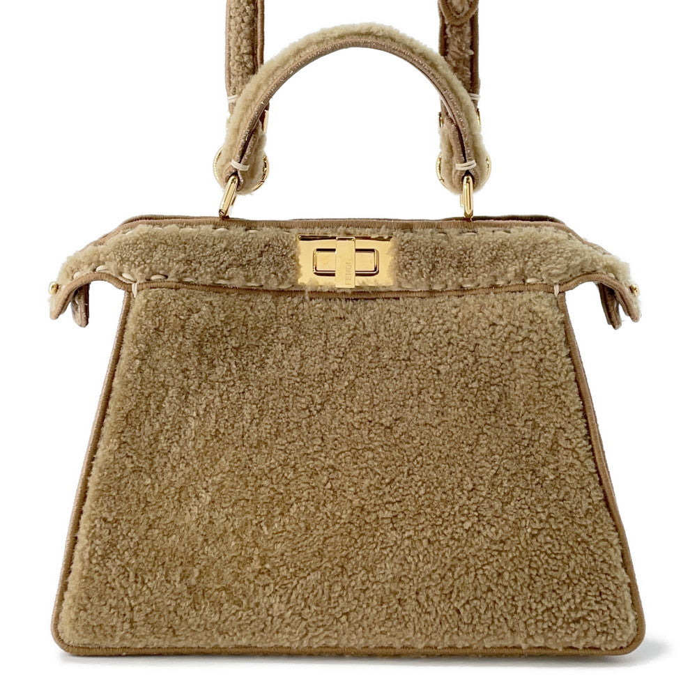 FENDI Peekaboo Icy You Brown8BN327 Mouton Size Small