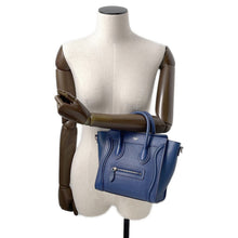 将图像加载到图库查看器中，CELINE ★Luggage Shopper Blue189243 Leather Size Nano
