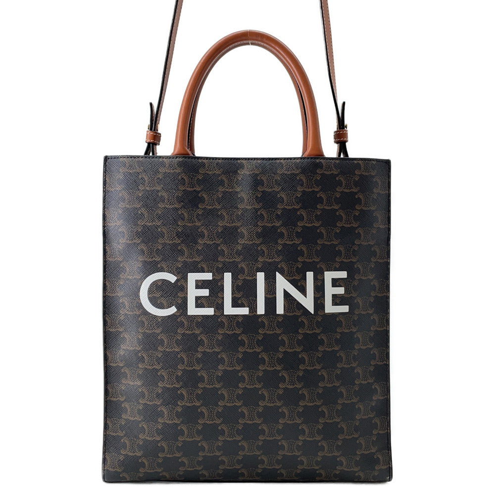 CELINE ★Vertical Cabas Tan191542 TriompheCanvas Leather Size Small