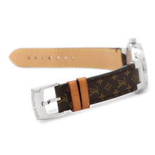 将图像加载到图库查看器中，LOUIS VUITTON Tambour W34mm Stainless Steel Leather Brown DialQ1311
