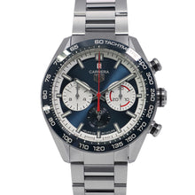 将图像加载到图库查看器中，TAG HEUER Carrera 160th Anniversary Silver Dial Limited Edition Chronograph W44mm Stainless Steel Blue DialCBN2A1E.BA0643
