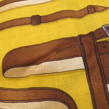 Load image into Gallery viewer, HERMES Carre LETTRES EQUESTRES Size 140 Miel/Blue/Brown Cashmere70% Silk30%
