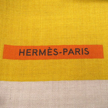 Load image into Gallery viewer, HERMES Carre LETTRES EQUESTRES Size 140 Miel/Blue/Brown Cashmere70% Silk30%
