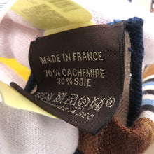 Load image into Gallery viewer, HERMES Carre LETTRES EQUESTRES Size 140 Miel/Blue/Brown Cashmere70% Silk30%
