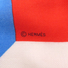 将图像加载到图库查看器中，HERMES Carre Jean H PASSANT H・Passant Size 140 Rouge/Blue/Blanc Cashmere70% Silk30%
