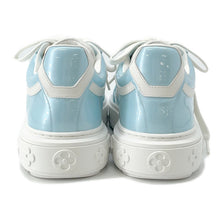 将图像加载到图库查看器中，LOUIS VUITTON Time Out Line Monogram Sneakers Blue Clair Leather Enamel Size 37H
