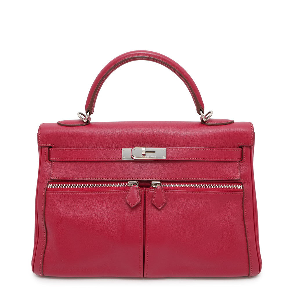 HERMES Kelly Raki Ruby Swift Leather Size 32