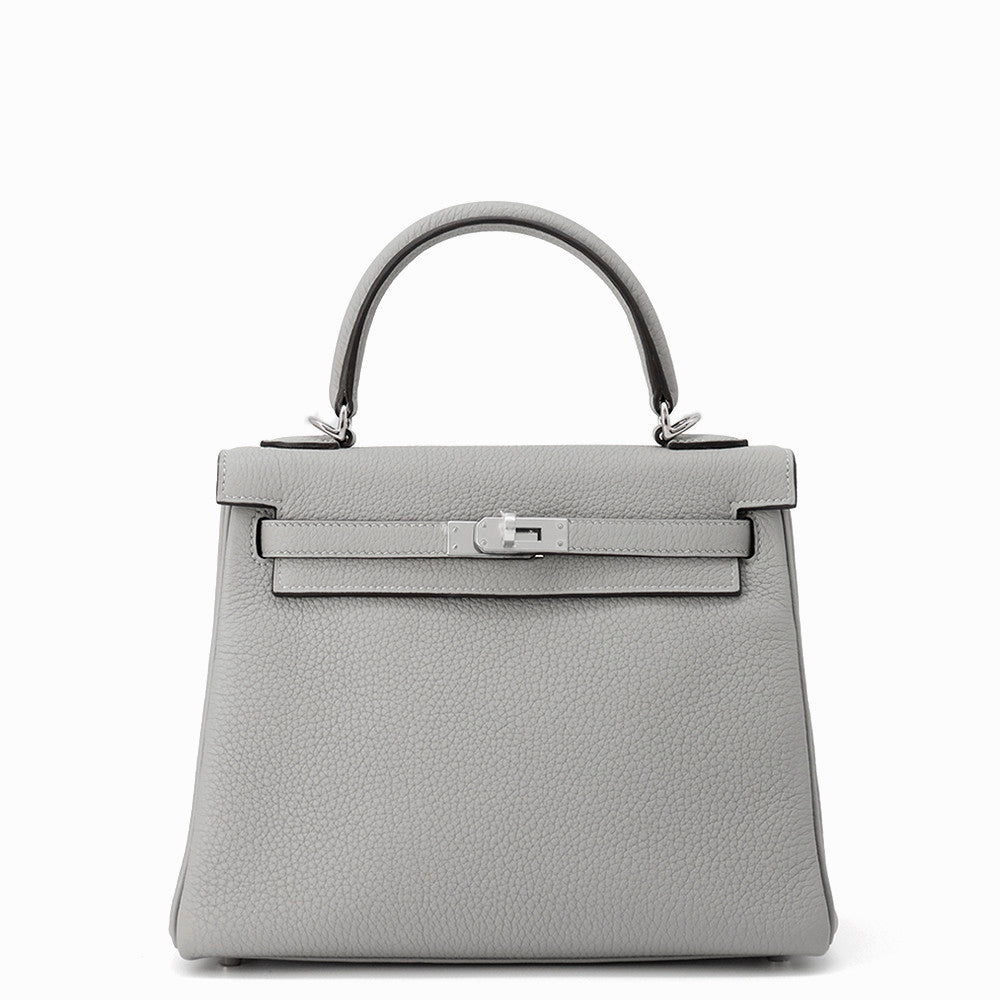HERMES Kelly Retourne Gris Mouette Togo Leather Size 25