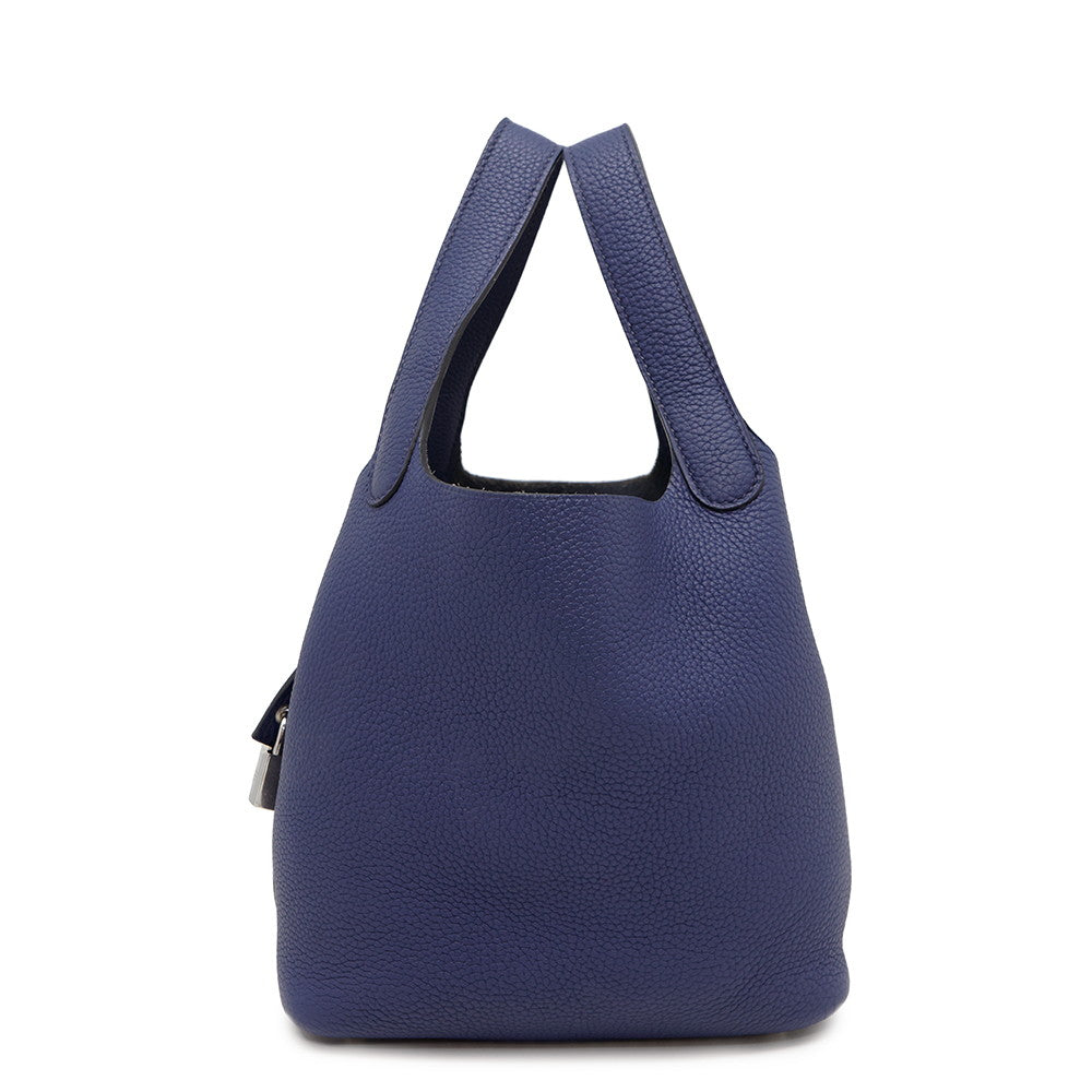 HERMES Picotin Lock Blue Encre Taurillon Clemence Size PM