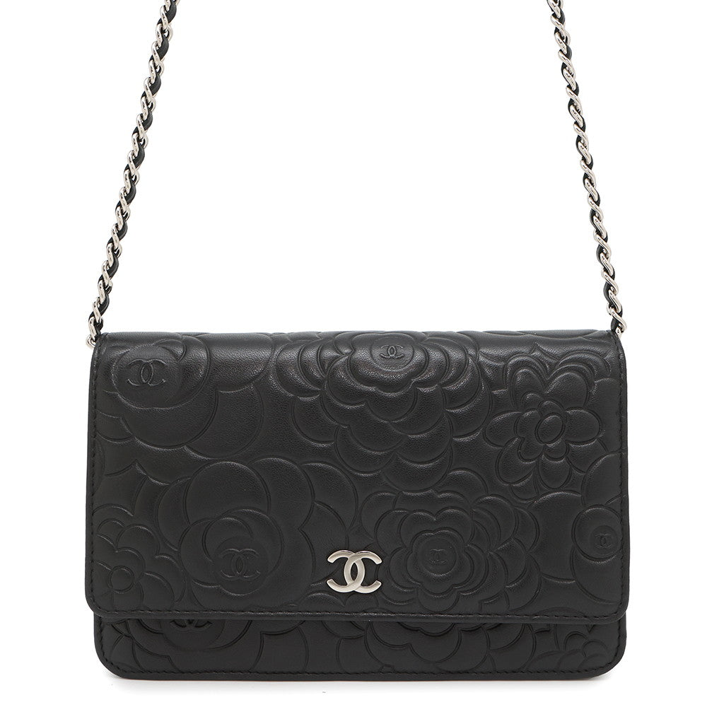 CHANEL Camellia Chain wallet BlackA47421 Lambskin