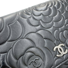 Load image into Gallery viewer, CHANEL Camellia Chain wallet BlackA47421 Lambskin
