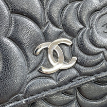 Load image into Gallery viewer, CHANEL Camellia Chain wallet BlackA47421 Lambskin
