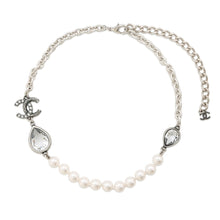 Load image into Gallery viewer, CHANEL CC Logo PearlNecklace SilverABD783 Metal Faux Pearl  Rhinestone
