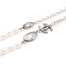 Load image into Gallery viewer, CHANEL CC Logo PearlNecklace SilverABD783 Metal Faux Pearl  Rhinestone
