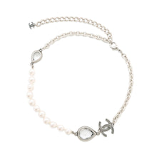 Load image into Gallery viewer, CHANEL CC Logo PearlNecklace SilverABD783 Metal Faux Pearl  Rhinestone
