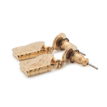 Load image into Gallery viewer, Dior Saddlebag Motif Earrings Gold Metal
