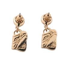 Load image into Gallery viewer, Dior Saddlebag Motif Earrings Gold Metal
