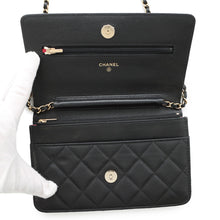 将图像加载到图库查看器中，CHANEL Matelasse Chain wallet BlackAP3516 Caviar Leather
