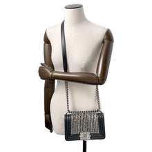 Load image into Gallery viewer, CHANEL Boy Chanel ChainShoulder Bag Black/Silver Lambskin Bijoux Size Small

