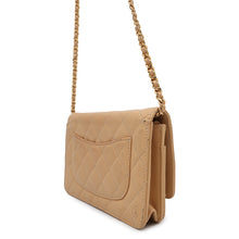 Load image into Gallery viewer, CHANEL Matelasse Chain wallet BeigeA33814 Caviar Leather
