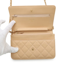 Load image into Gallery viewer, CHANEL Matelasse Chain wallet BeigeA33814 Caviar Leather
