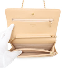 Load image into Gallery viewer, CHANEL Matelasse Chain wallet BeigeA33814 Caviar Leather
