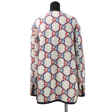 将图像加载到图库查看器中，GUCCI GG No Collar Jacket Size 42 Ivory/Multicolor569926 Tweed
