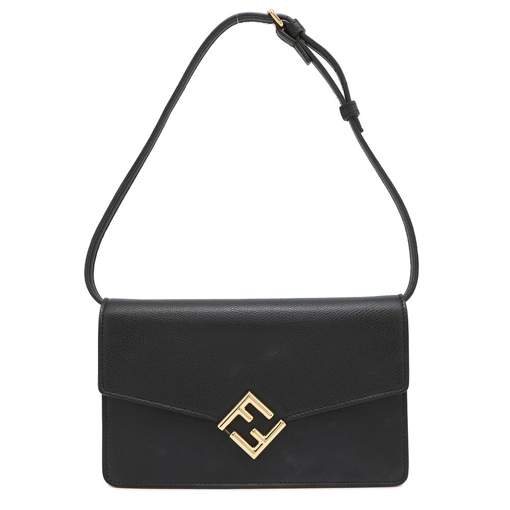 FENDI FFDiamond Shoulder Wallet Black8M0488 Leather