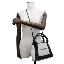 Load image into Gallery viewer, BALENCIAGA Navy Kabas Natural/Black390346 Canvas Size XS
